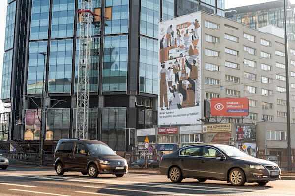 Volkswagen Caddy 5 - niecodzienny mural w centrum Warszawy