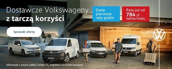 Dostawcze Volkswageny z tarczą korzyści